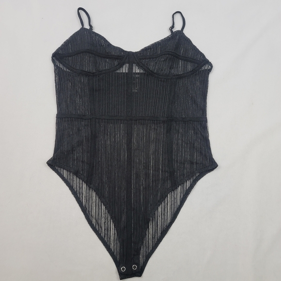 Sheer caged black adjustable strap bodysuit - Picture 1 of 6